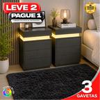 Gaveteiro Inteligente Led Multifuncional c/ Carregador + BRINDE: Tapete Peluciado de 122x183cm - COMPRE 1 LEVE 2